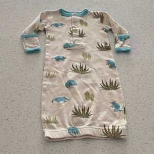 Cat & Dogma Armadillo Print Gown Cream and Blue Newborn Size 0-3 Months